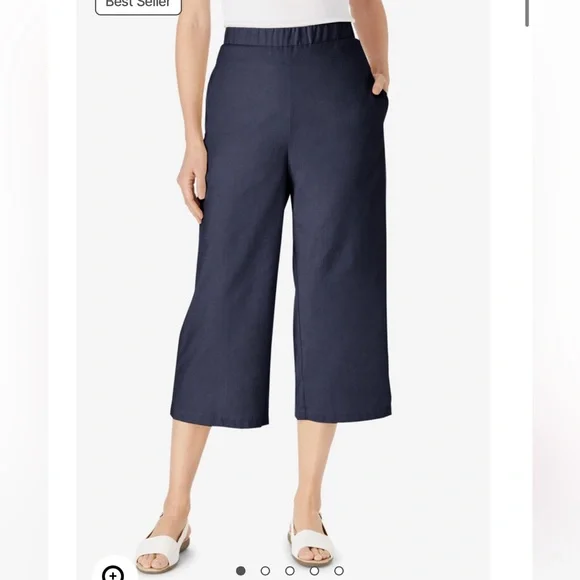 Navy Linen Capri- 20W - Picture 1 of 2